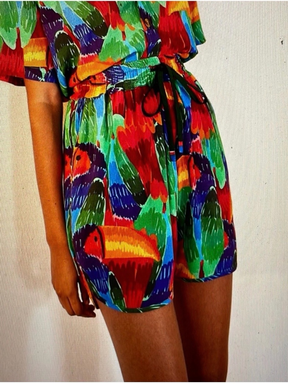 FARM Rio Rainbow Parrot Print Drawstring Shorts - Picture 2 of 2